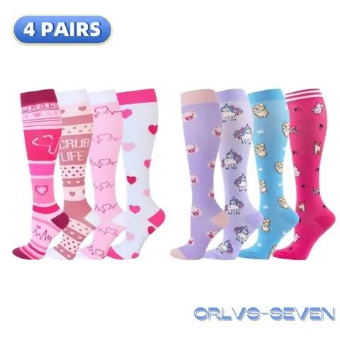 Pretty in Pink Compression Socks, 4 Pairs