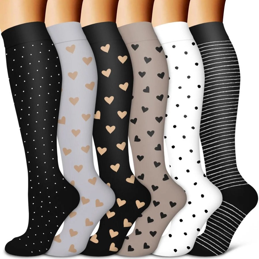 Soft Neutrals Compression Socks, 6 Pairs