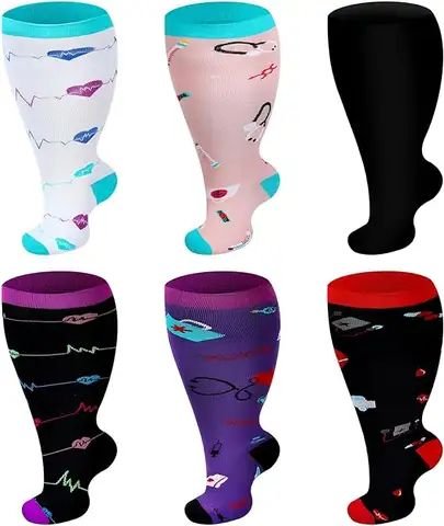 Wide Calf Patterned Compression Socks